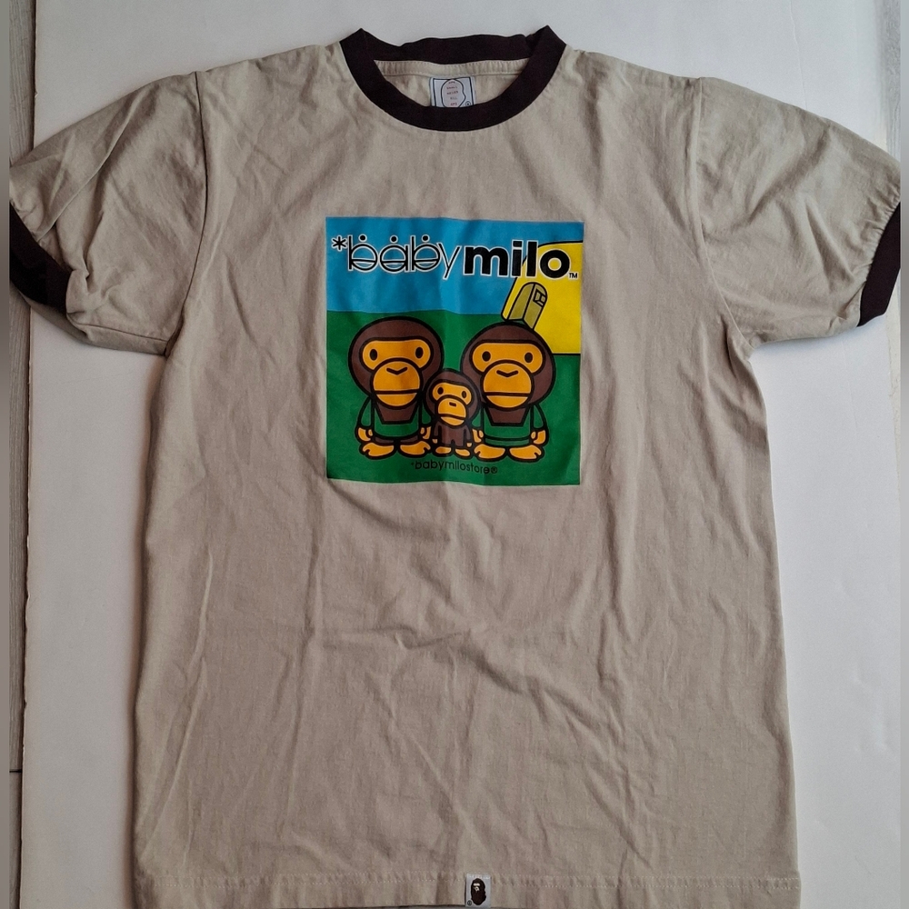 Baby Milo Beige Graphic Ringer Tee